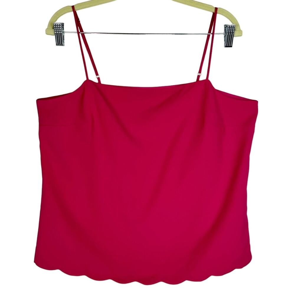 Nwt J.Crew Pink Magenta Spaghetti Strap Scalloped Hem Lined Camisole Top Sz 14